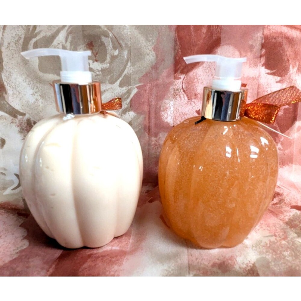 I.S. Apothecary Pumpkin Shaped Hand Scrub Soap and Lotion Pump Dispensers Gift - Picture 2 of 8